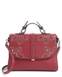 Chelsea28 Blair Embellished Faux Leather Top Handle Satchel Red