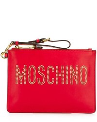 Moschino Stud Embellished Logo Clutch