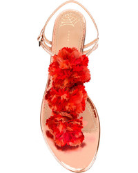 Charlotte Olympia Flower Embellished Flat Sandals