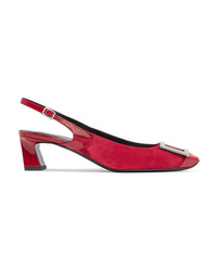 Roger Vivier Trompette Suede And Patent Leather Slingback Pumps
