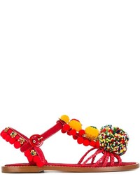 Dolce & Gabbana Pom Pom Embellished Sandals