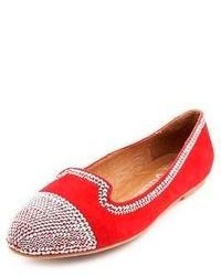 Red Embellished Loafers