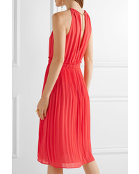 MICHAEL Michael Kors Michl Michl Kors Hayden Chain Embellished Georgette Dress Red