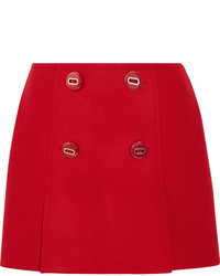 Red Embellished Mini Skirt