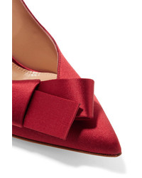 Gianvito Rossi Kyoto 100 Bow Embellished Satin Pumps Claret