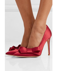 Gianvito Rossi Kyoto 100 Bow Embellished Satin Pumps Claret