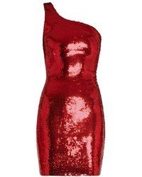 Saint Laurent One Shoulder Sequin Embellished Mini Dress
