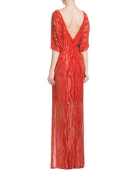 Jenny Packham Bead And Sequin Embellished Floor Length Silk Gown