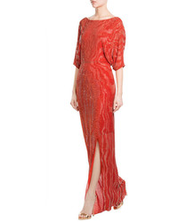 Jenny Packham Bead And Sequin Embellished Floor Length Silk Gown