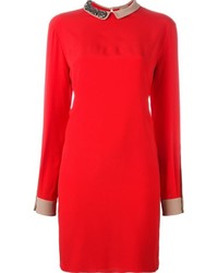 Red Embellished Silk Dress
