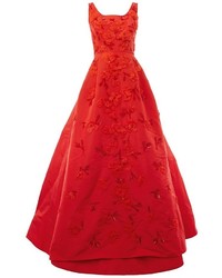 Oscar de la Renta Flower Embellished Dress