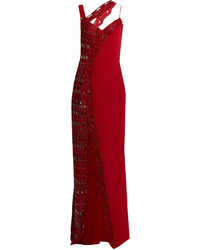 Versace Asymmetric Crystal Embellished Silk Gown