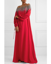 Oscar de la Renta Embellished Silk And Tulle Gown