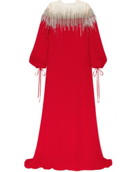 Oscar de la Renta Embellished Silk And Tulle Gown