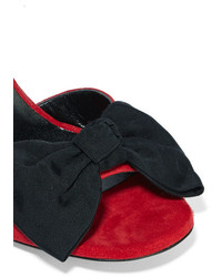 Saint Laurent Jane Bow Embellished Suede Sandals Red