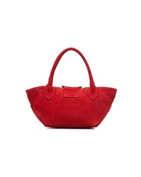 Dorateymur Red Mini Lat Suede Leather Tote Bag