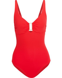 Red Embellished Swimsuit