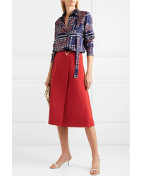 Valentino Embellished Wool Wrap Skirt