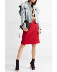 Gucci Embellished Wool And Silk Blend Skirt Red