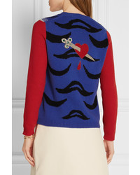 Gucci Embellished Intarsia Wool Sweater Red