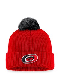 FANATICS Branded Red Carolina Hurricanes Team Cuffed Knit Hat With Pom At Nordstrom