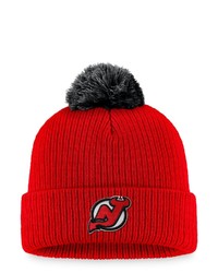 FANATICS Branded Red New Jersey Devils Team Cuffed Knit Hat With Pom At Nordstrom