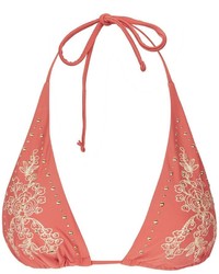 Topshop Embroidery Stud Triangle Bikini Top