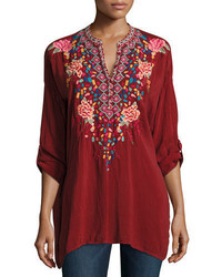 Johnny Was Gemstone Embroidery Long Sleeve Blouse