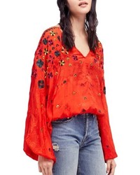 Free People Music In Time Embroidered Top