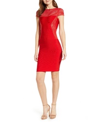 Red Embroidered Bodycon Dress