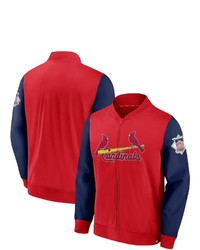 FANATICS Branded Rednavy St Louis Cardinals Iconic Record Holder Woven Full Zip Bomber Jacket At Nordstrom