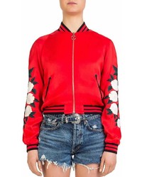 The Kooples Rose Embroidered Graphic Bomber Jacket