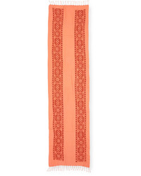 Eileen Fisher Embroidered Border Organic Cotton Scarf Wfringe Guava