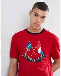 Polo Ralph Lauren Bring It Back 50 Year Flag Embroidery T Shirt In Rednavy