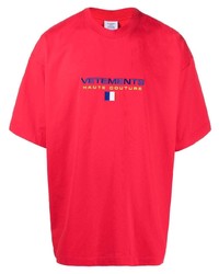 Vetements Embroidered Flag Logo Cotton T Shirt