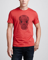 Alexander McQueen Embroidered Skull Tee Red