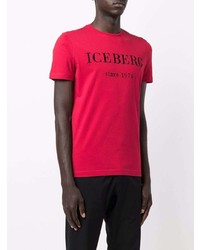 Iceberg Logo Embroidered Cotton T Shirt