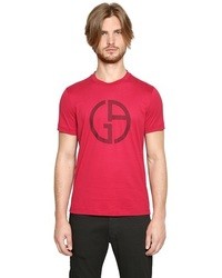 Giorgio Armani Studded Logo Cotton Jersey T Shirt