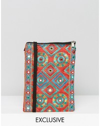 Red Embroidered Crossbody Bag