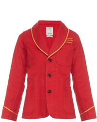 Red Embroidered Denim Jacket