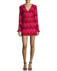 Alexis Annelise Bell Sleeve Embroidered Dot Minidress Aurora