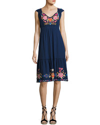 Johnny Was Jwla For Anaya Tiered Dress With Embroidery