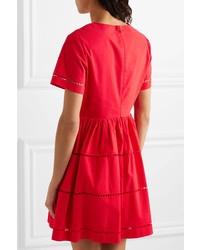 RED Valentino Redvalentino Embroidered Cotton Mini Dress