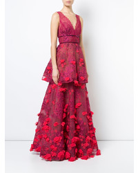Marchesa Notte 3d Embroidered Gown