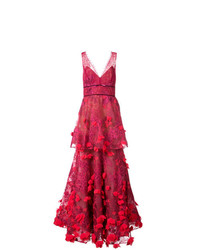 Marchesa Notte 3d Embroidered Gown