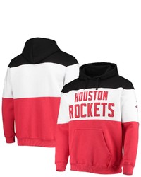 FANATICS Branded Blackred Houston Rockets Colorblock Wordmark Pullover Hoodie