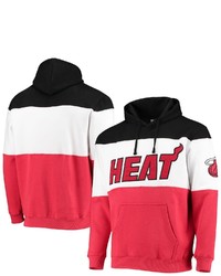 FANATICS Branded Blackred Miami Heat Colorblock Wordmark Pullover Hoodie