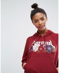 Monki Keep It Real Embroidered Sweat Hoodie
