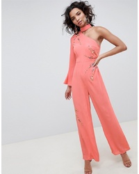 ASOS DESIGN Jumpsuit With Embroidery And One Shoulder