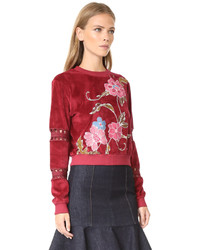 See by Chloe Embroidered Velour Pullover